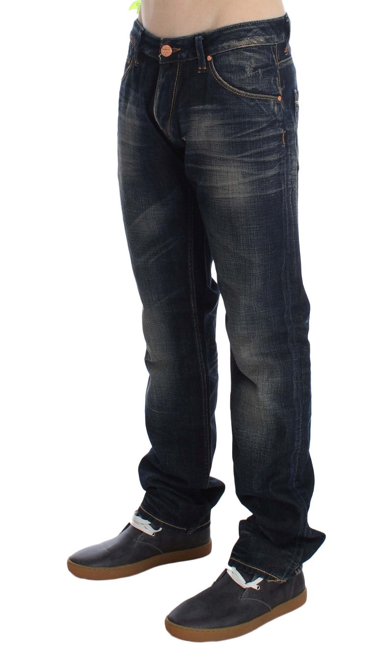 Acht Blue Wash Straight Fit Low Waist Jeans Acht