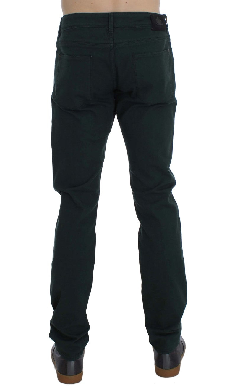 Ermanno Scervino Green Cotton Denim Stretch Straight Fit Jeans Ermanno Scervino
