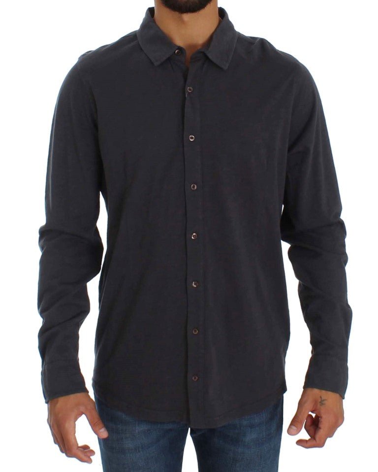 Alpha Massimo Rebecchi Gray Cotton Button Down Casual Shirt Alpha Massimo Rebecchi