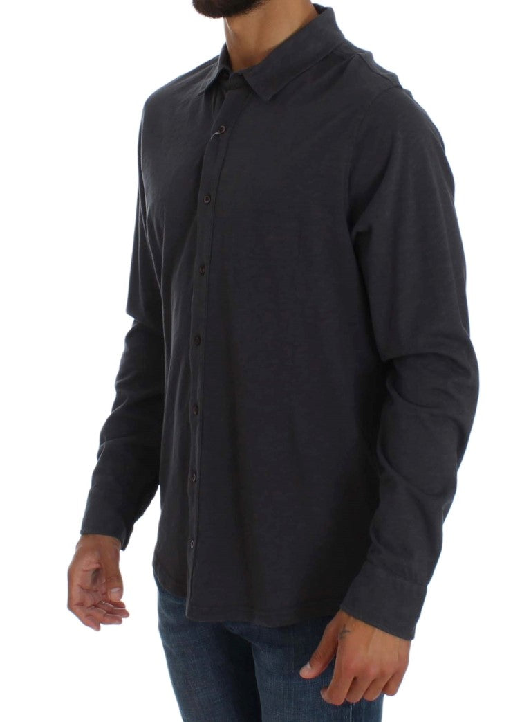 Alpha Massimo Rebecchi Gray Cotton Button Down Casual Shirt Alpha Massimo Rebecchi