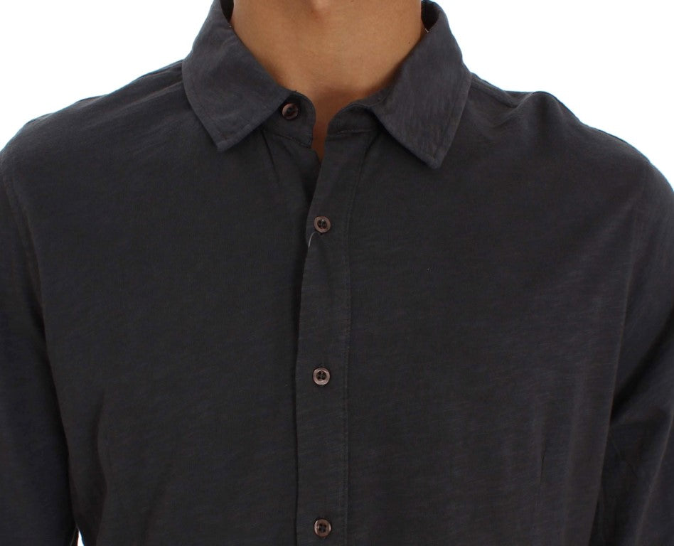 Alpha Massimo Rebecchi Gray Cotton Button Down Casual Shirt Alpha Massimo Rebecchi