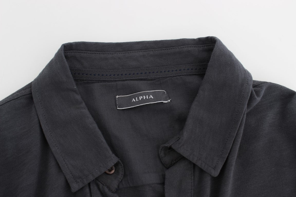 Alpha Massimo Rebecchi Gray Cotton Button Down Casual Shirt Alpha Massimo Rebecchi