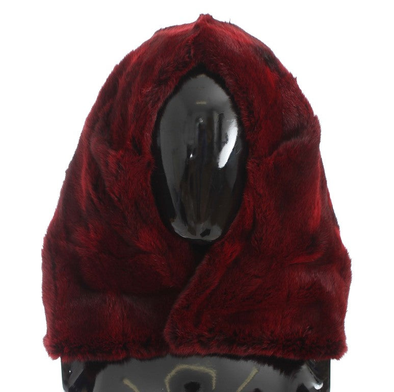 Dolce & Gabbana Bordeaux Hamster Fur Crochet Hood Scarf Hat Dolce & Gabbana