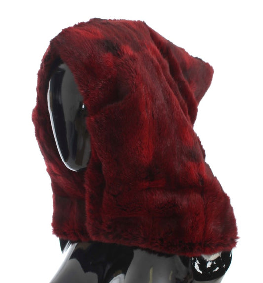 Dolce & Gabbana Bordeaux Hamster Fur Crochet Hood Scarf Hat Dolce & Gabbana