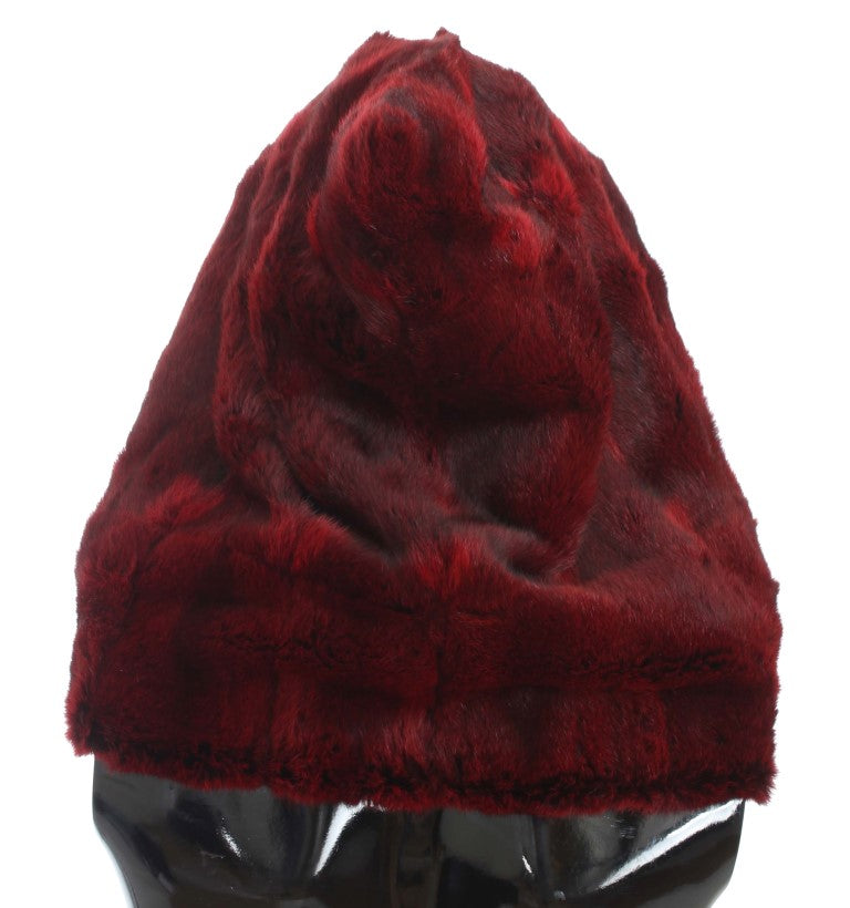 Dolce & Gabbana Bordeaux Hamster Fur Crochet Hood Scarf Hat Dolce & Gabbana