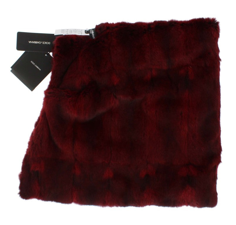 Dolce & Gabbana Bordeaux Hamster Fur Crochet Hood Scarf Hat Dolce & Gabbana