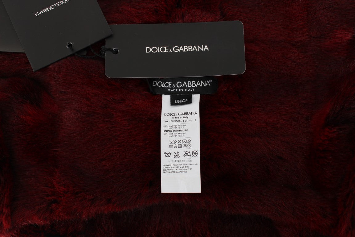 Dolce & Gabbana Bordeaux Hamster Fur Crochet Hood Scarf Hat Dolce & Gabbana