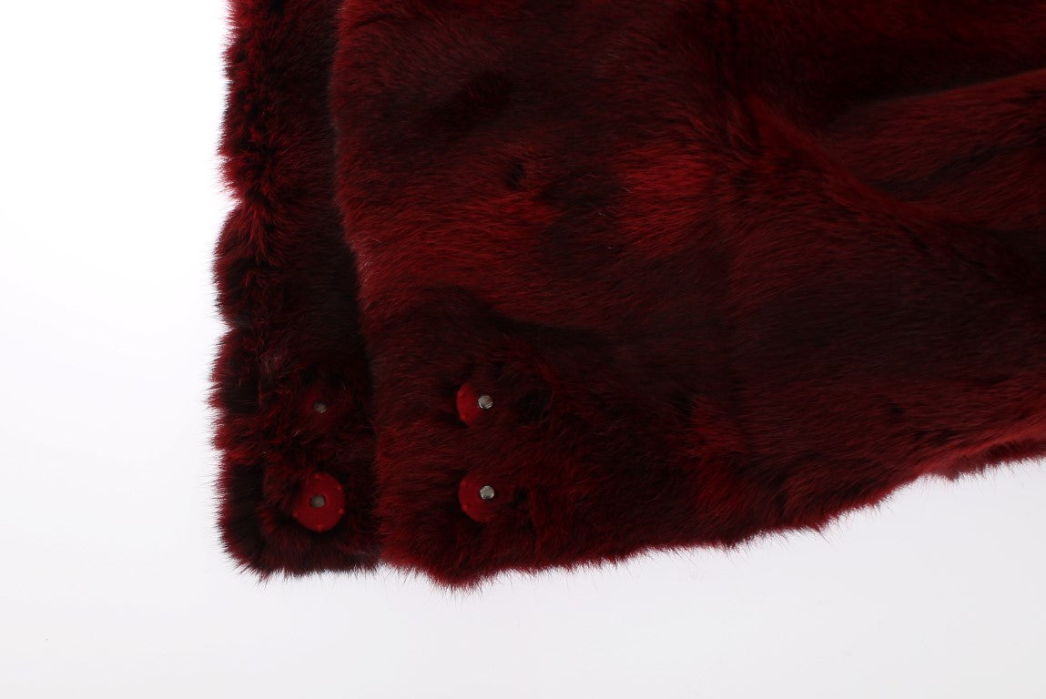 Dolce & Gabbana Bordeaux Hamster Fur Crochet Hood Scarf Hat Dolce & Gabbana