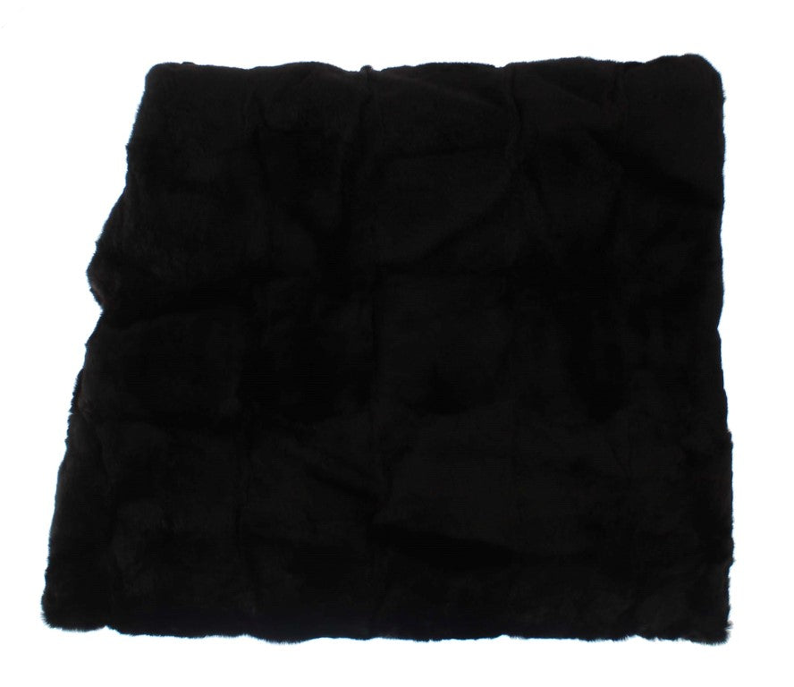 Dolce & Gabbana Black Weasel Fur Crochet Hood Scarf Hat Dolce & Gabbana