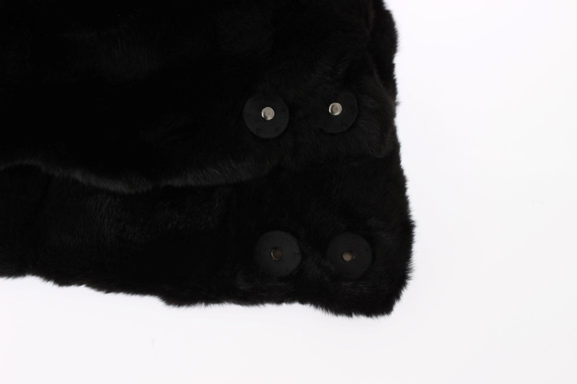 Dolce & Gabbana Black Weasel Fur Crochet Hood Scarf Hat Dolce & Gabbana