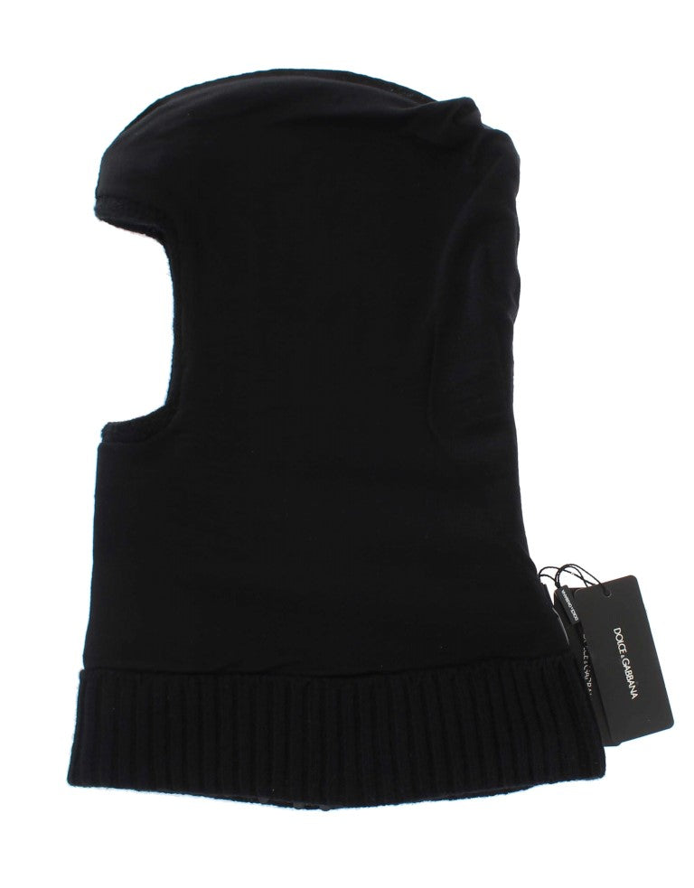 Dolce & Gabbana Black Knitted Sequin Hood Scarf Hat Dolce & Gabbana