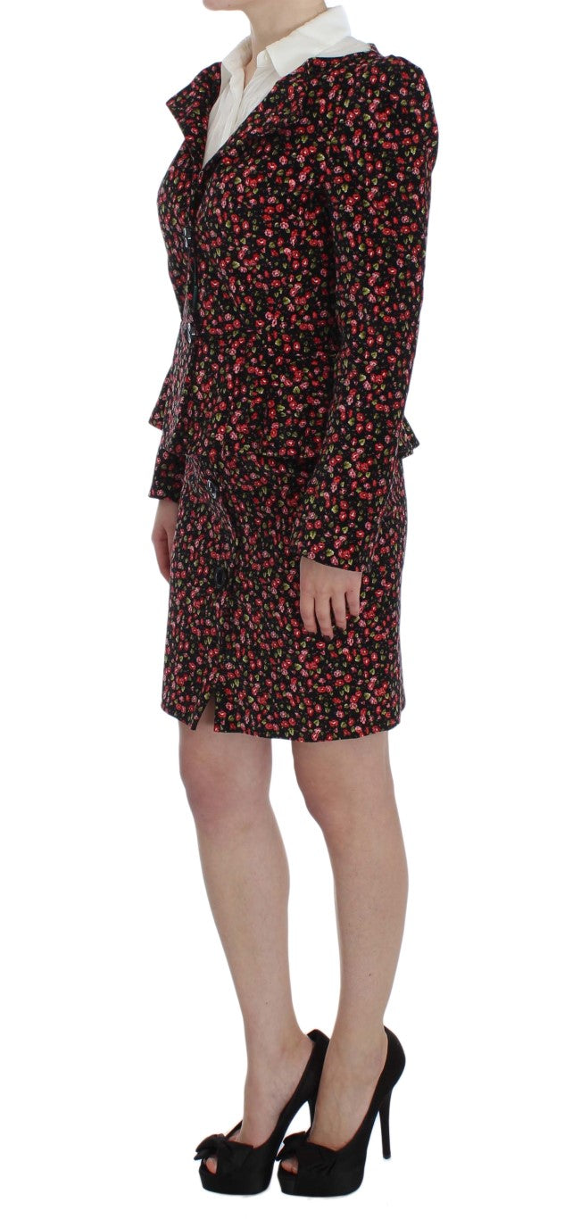 BENCIVENGA Black Multicolor Floral Suit BENCIVENGA