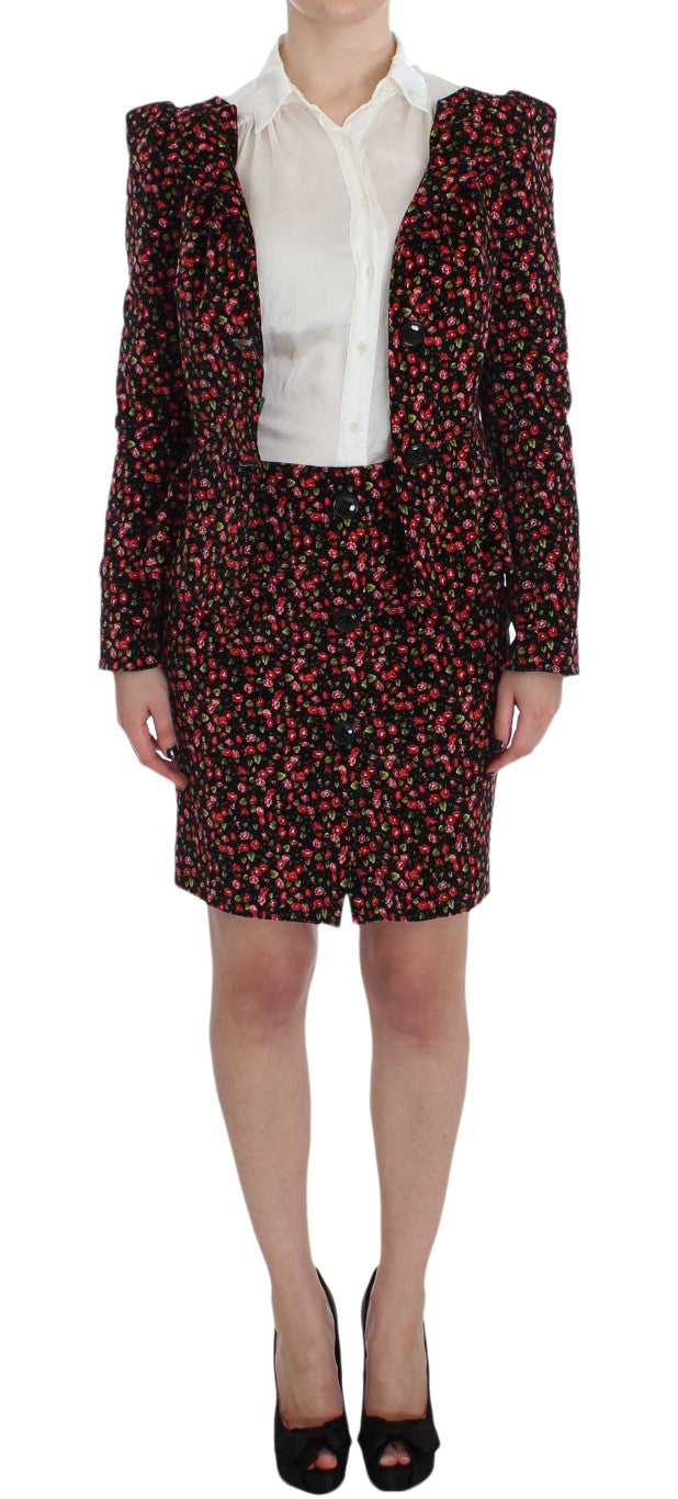 BENCIVENGA Black Multicolor Floral Suit BENCIVENGA