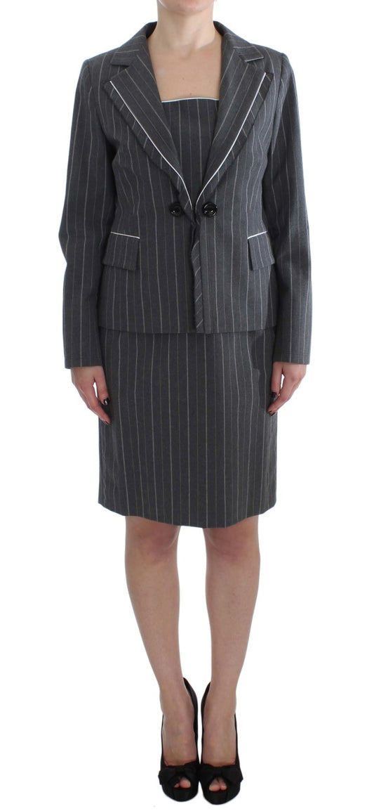 BENCIVENGA Gray Stretch Suit Sheath Dress & Blazer Set BENCIVENGA