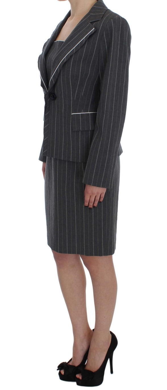 BENCIVENGA Gray Stretch Suit Sheath Dress & Blazer Set BENCIVENGA