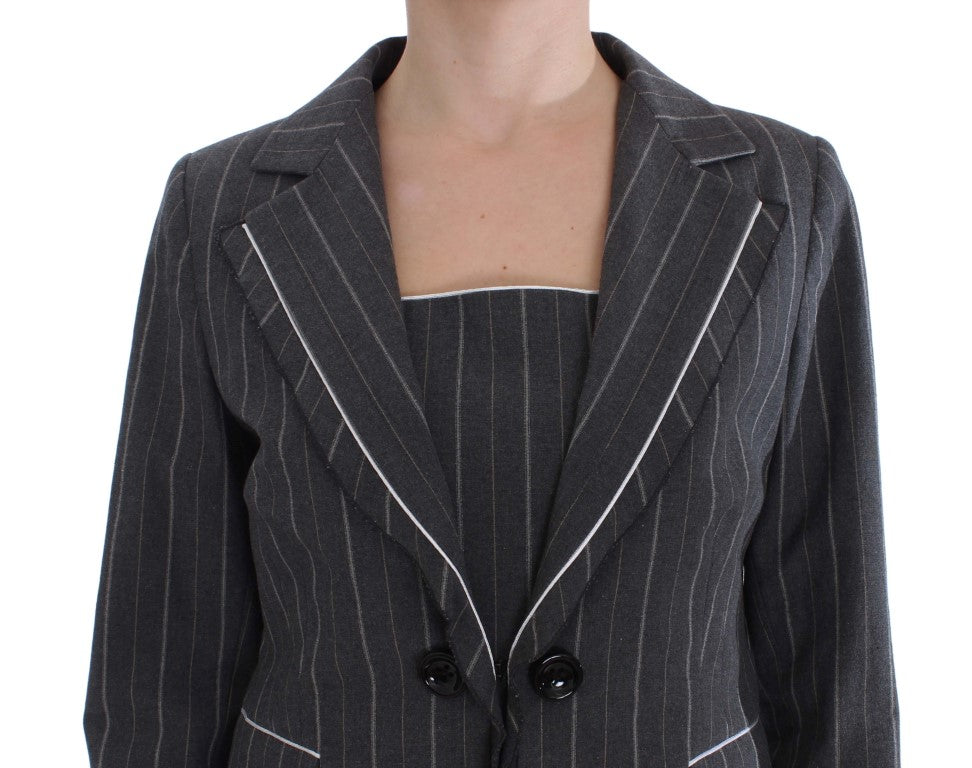 BENCIVENGA Gray Stretch Suit Sheath Dress & Blazer Set BENCIVENGA
