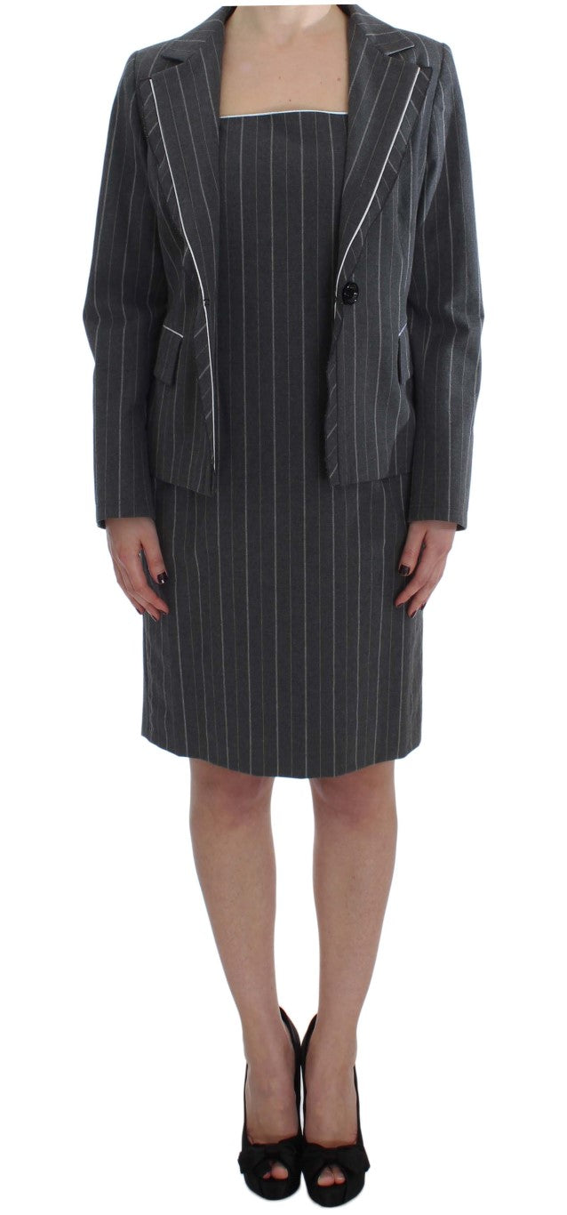 BENCIVENGA Gray Stretch Suit Sheath Dress & Blazer Set BENCIVENGA