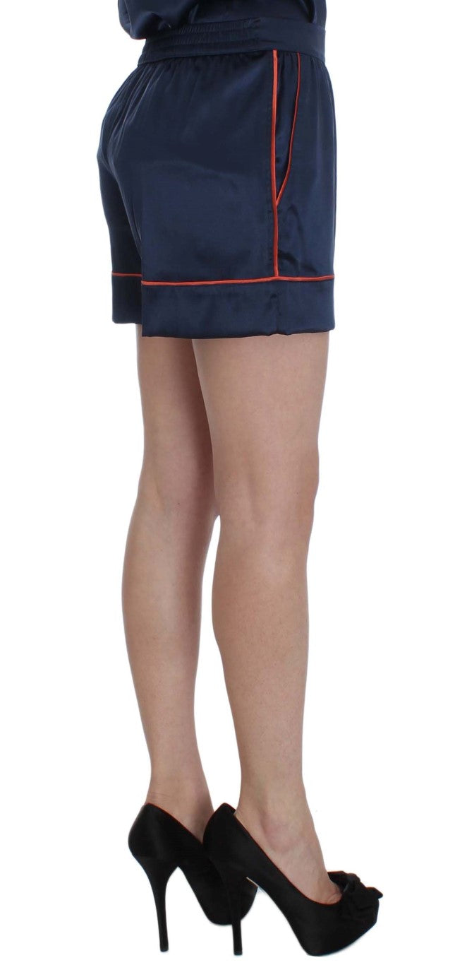 Dolce & Gabbana Blue Silk Stretch Sleepwear Shorts Dolce & Gabbana