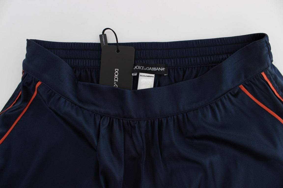 Dolce & Gabbana Blue Silk Stretch Sleepwear Shorts Dolce & Gabbana