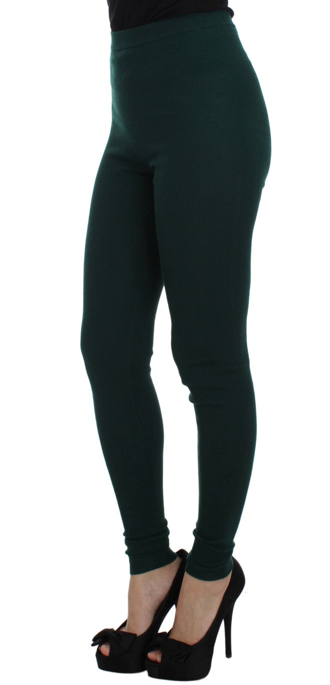 Dolce & Gabbana Green Cashmere Stretch Tights Pants Dolce & Gabbana