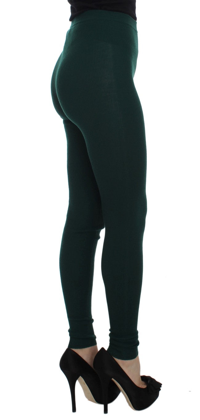 Dolce & Gabbana Green Cashmere Stretch Tights Pants Dolce & Gabbana