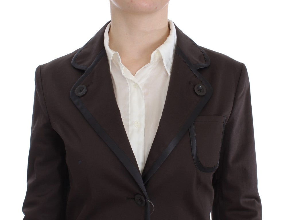 Exte Brown Stretch Two Button Suit Exte