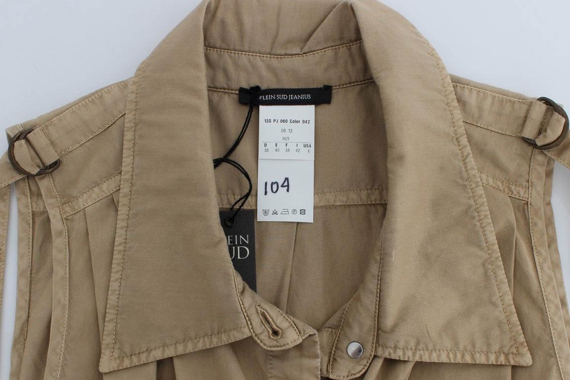 PLEIN SUD Beige Cotton Sleeveless Shirt PLEIN SUD