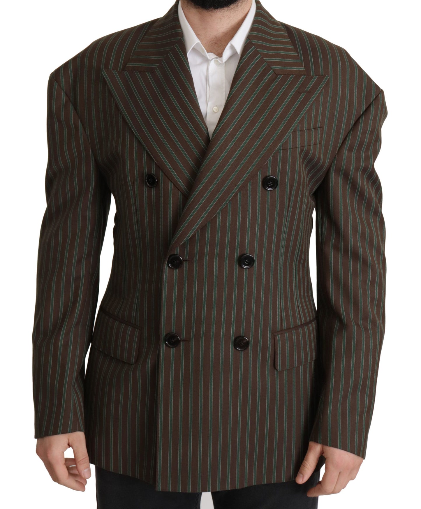 Dolce & Gabbana Multicolor Stripes Double Breasted Blazer Dolce & Gabbana