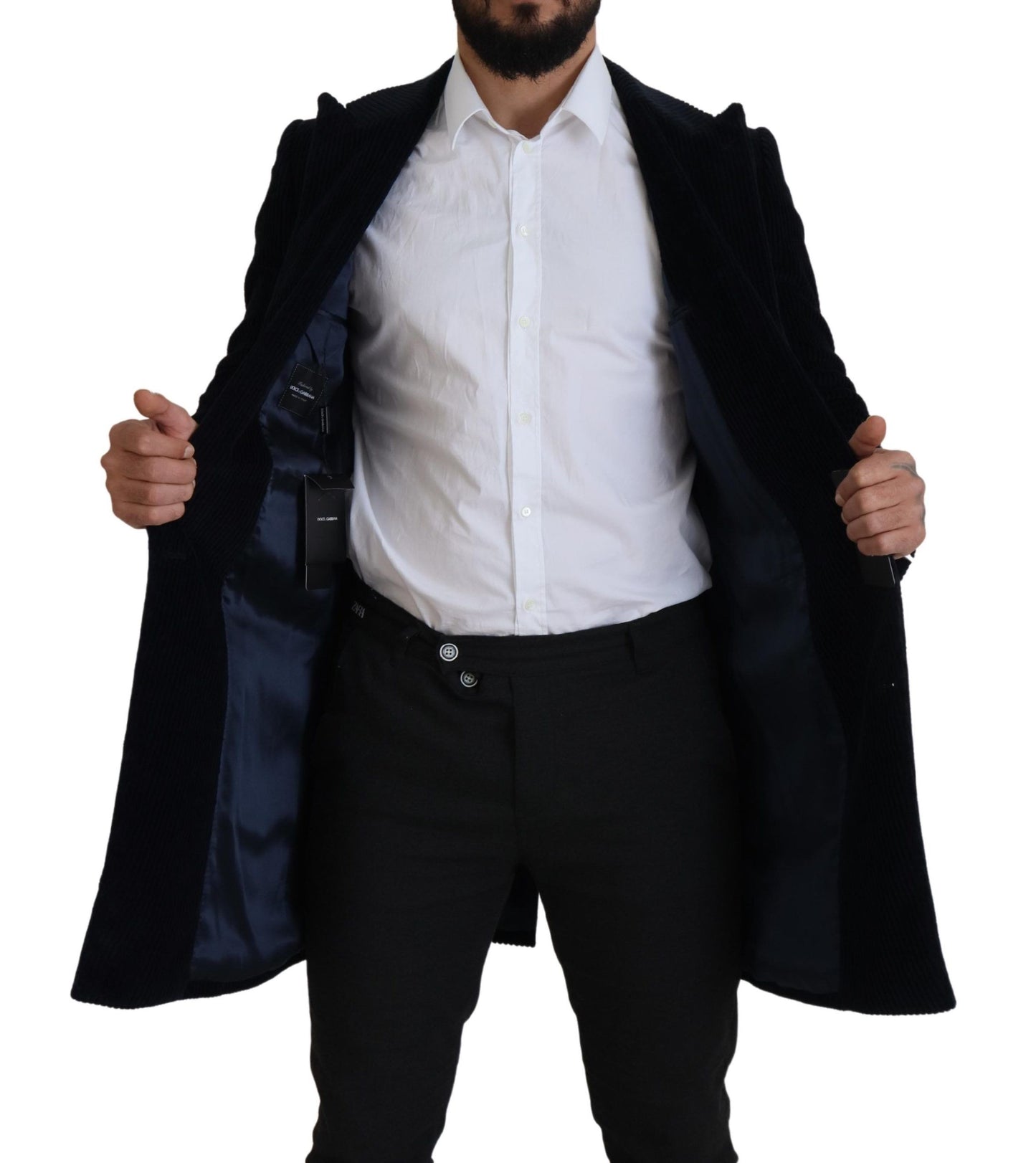 Dolce & Gabbana Black Cotton Cardigan Long Coat Men Jacket Dolce & Gabbana