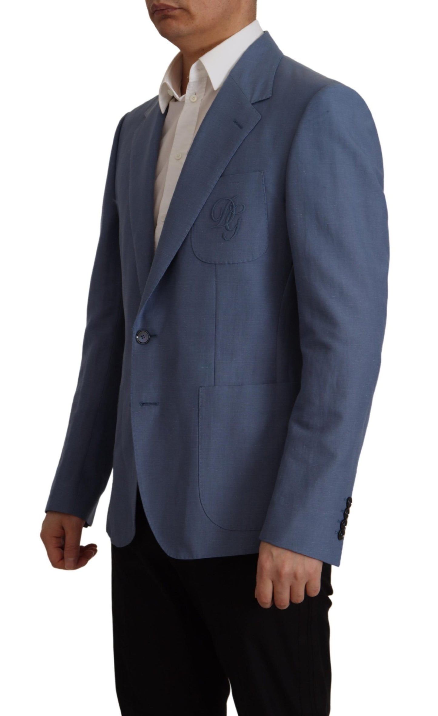 Dolce & Gabbana Blue Single Breasted Logo Blazer Jacket Dolce & Gabbana
