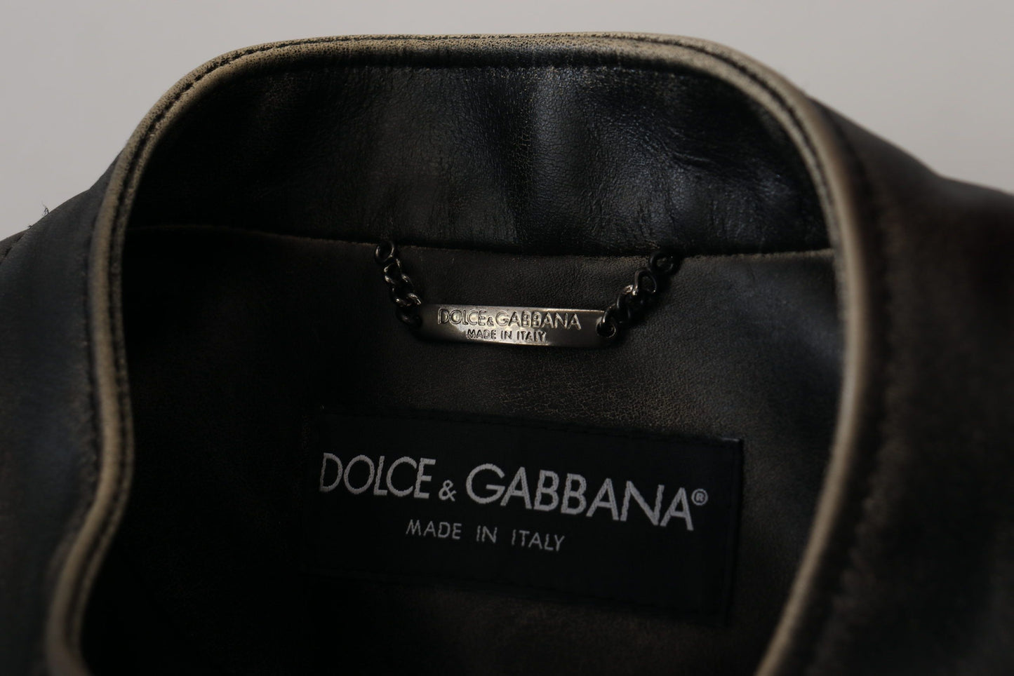 Dolce & Gabbana Black Leather Zipper Biker Coat Jacket Dolce & Gabbana