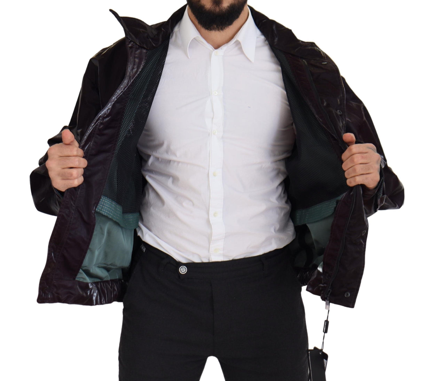 Dolce & Gabbana Bordeaux Nylon Collared Men Coat Jacket Dolce & Gabbana