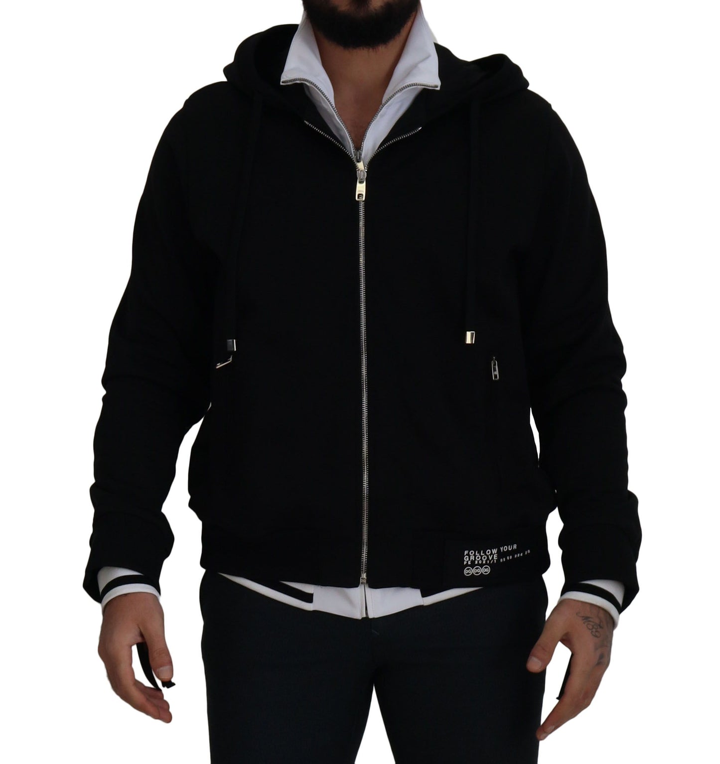 Dolce & Gabbana Black Polyester Hooded Full Zip Jacket Dolce & Gabbana