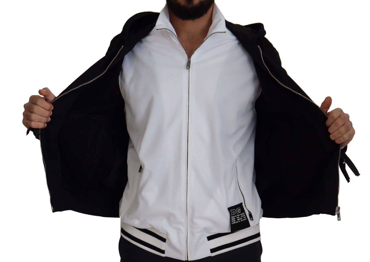Dolce & Gabbana Black Polyester Hooded Full Zip Jacket Dolce & Gabbana