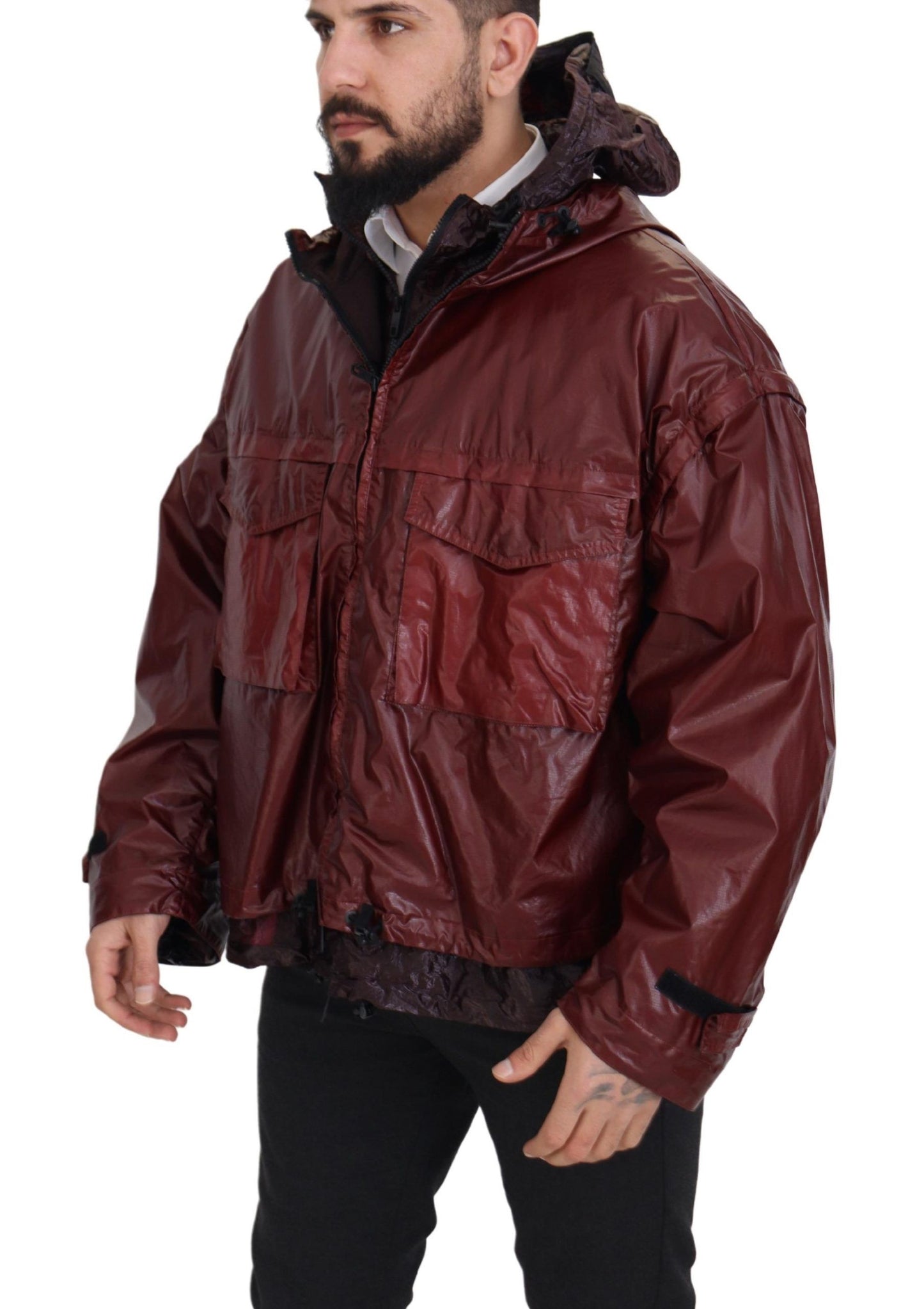 Dolce & Gabbana Bordeaux Cotton Hooded Full Zip Jacket Dolce & Gabbana