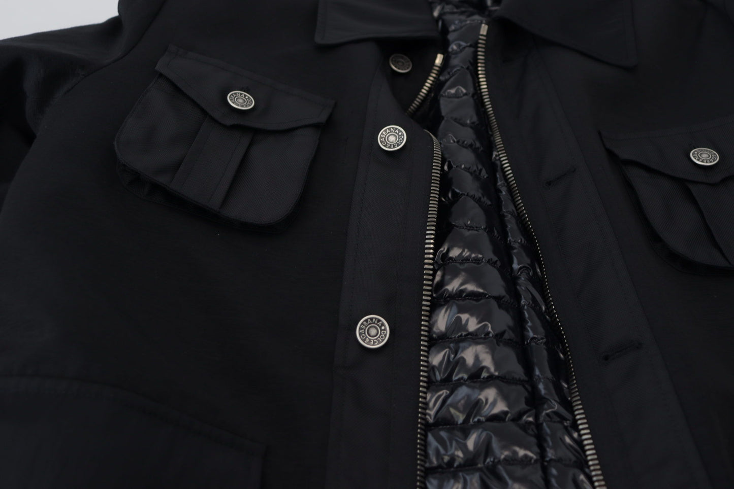 Dolce & Gabbana Black Wool Collared Full Zip Jacket Dolce & Gabbana