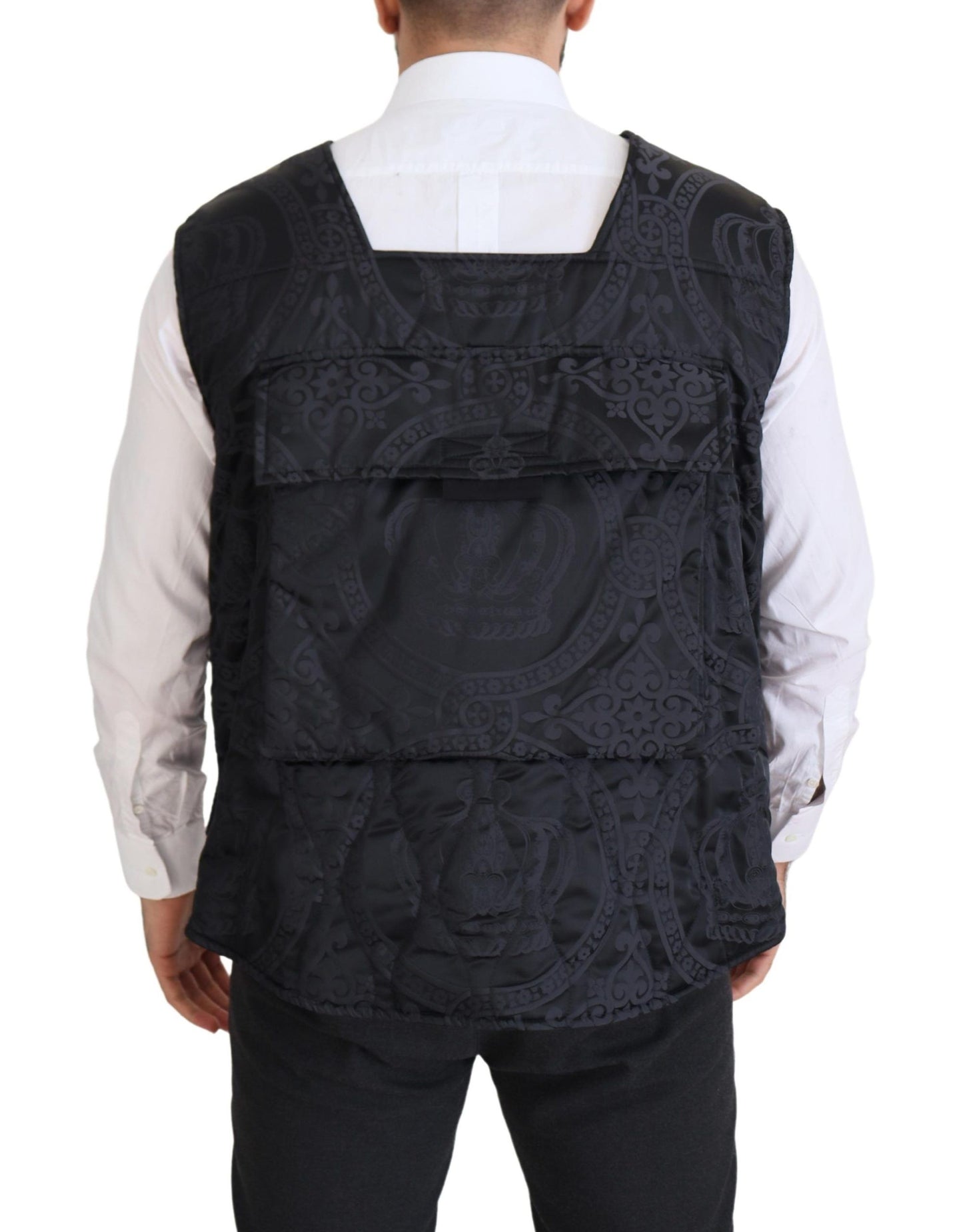 Dolce & Gabbana Black Nylon Full Zip Sleeveless Jacket Dolce & Gabbana
