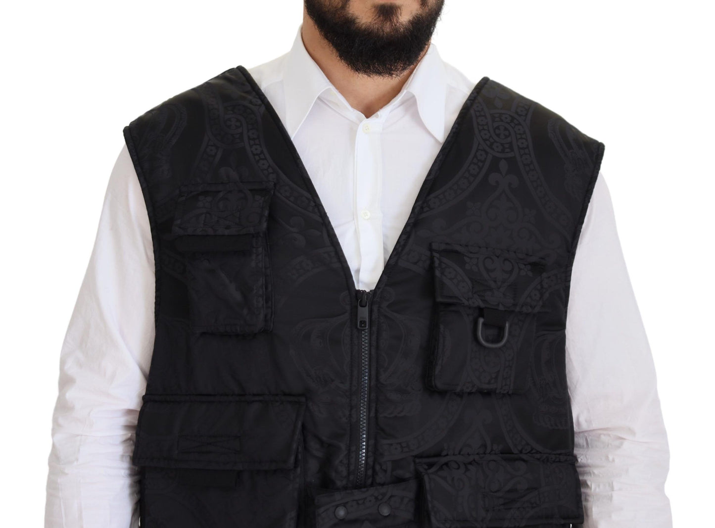 Dolce & Gabbana Black Nylon Full Zip Sleeveless Jacket Dolce & Gabbana