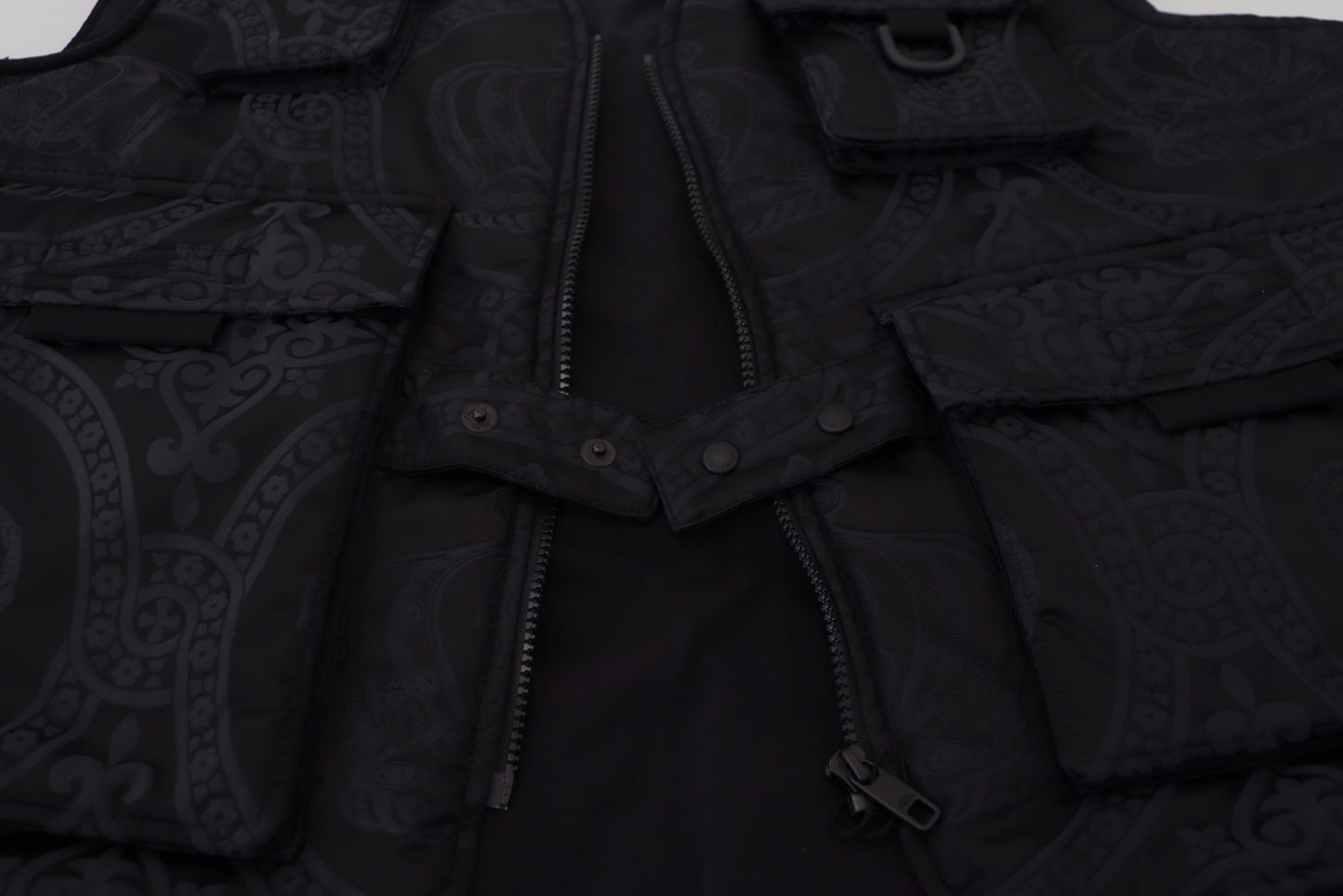 Dolce & Gabbana Black Nylon Full Zip Sleeveless Jacket Dolce & Gabbana