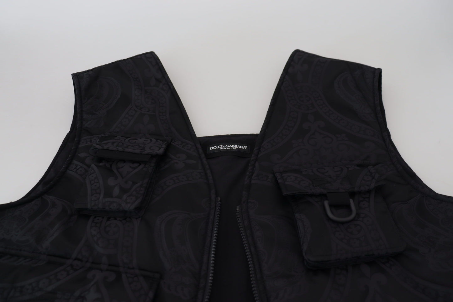 Dolce & Gabbana Black Nylon Full Zip Sleeveless Jacket Dolce & Gabbana