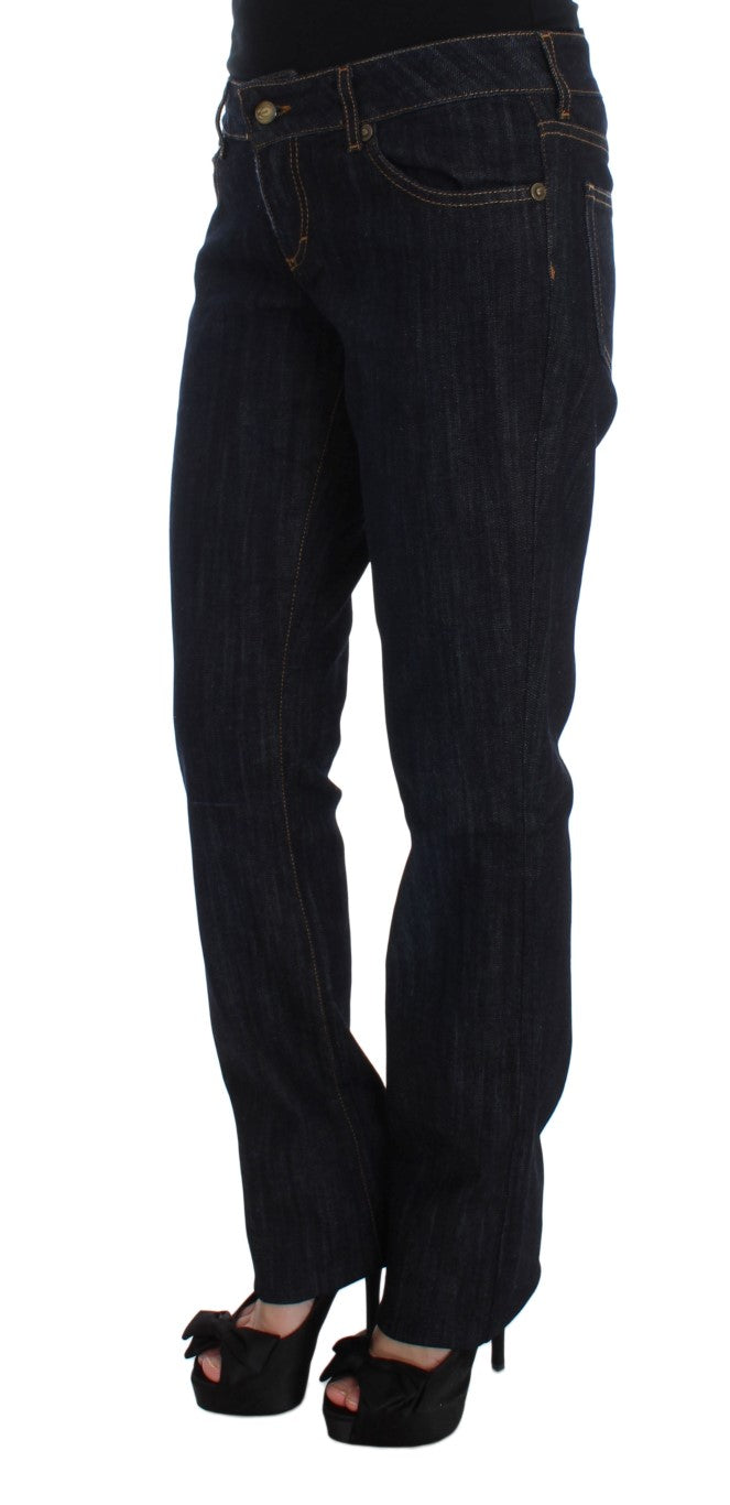 Cavalli Blue Cotton Straight Fit Stretch Jeans Cavalli