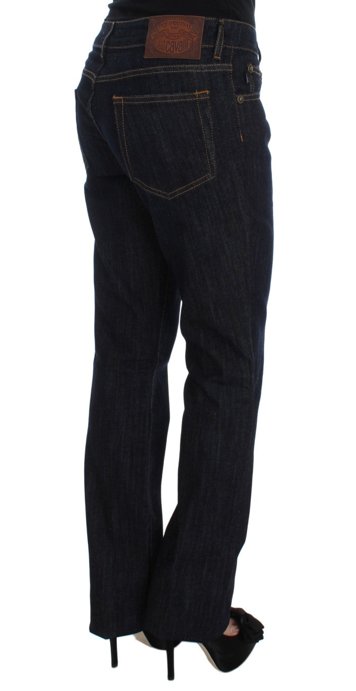 Cavalli Blue Cotton Straight Fit Stretch Jeans Cavalli