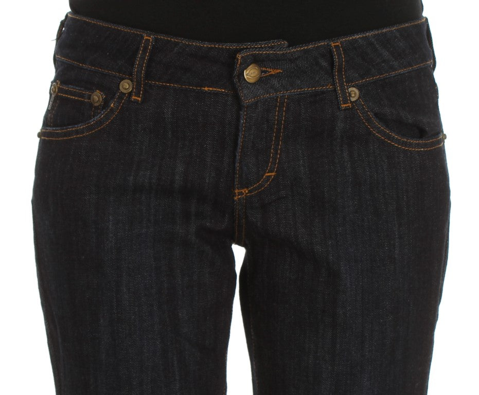 Cavalli Blue Cotton Straight Fit Stretch Jeans Cavalli