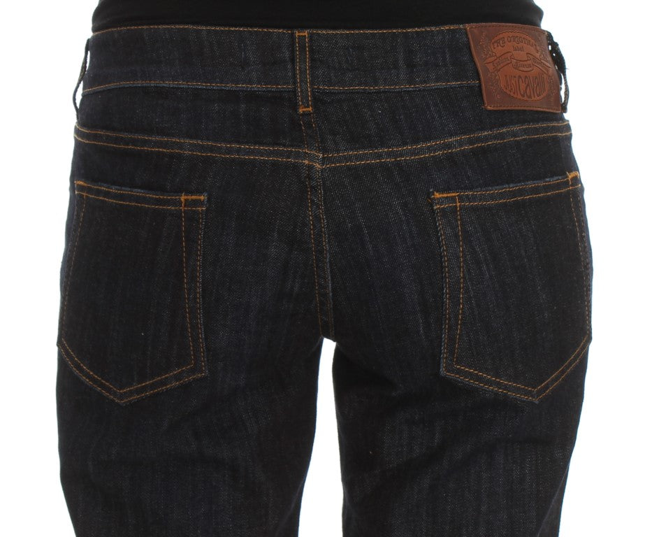 Cavalli Blue Cotton Straight Fit Stretch Jeans Cavalli