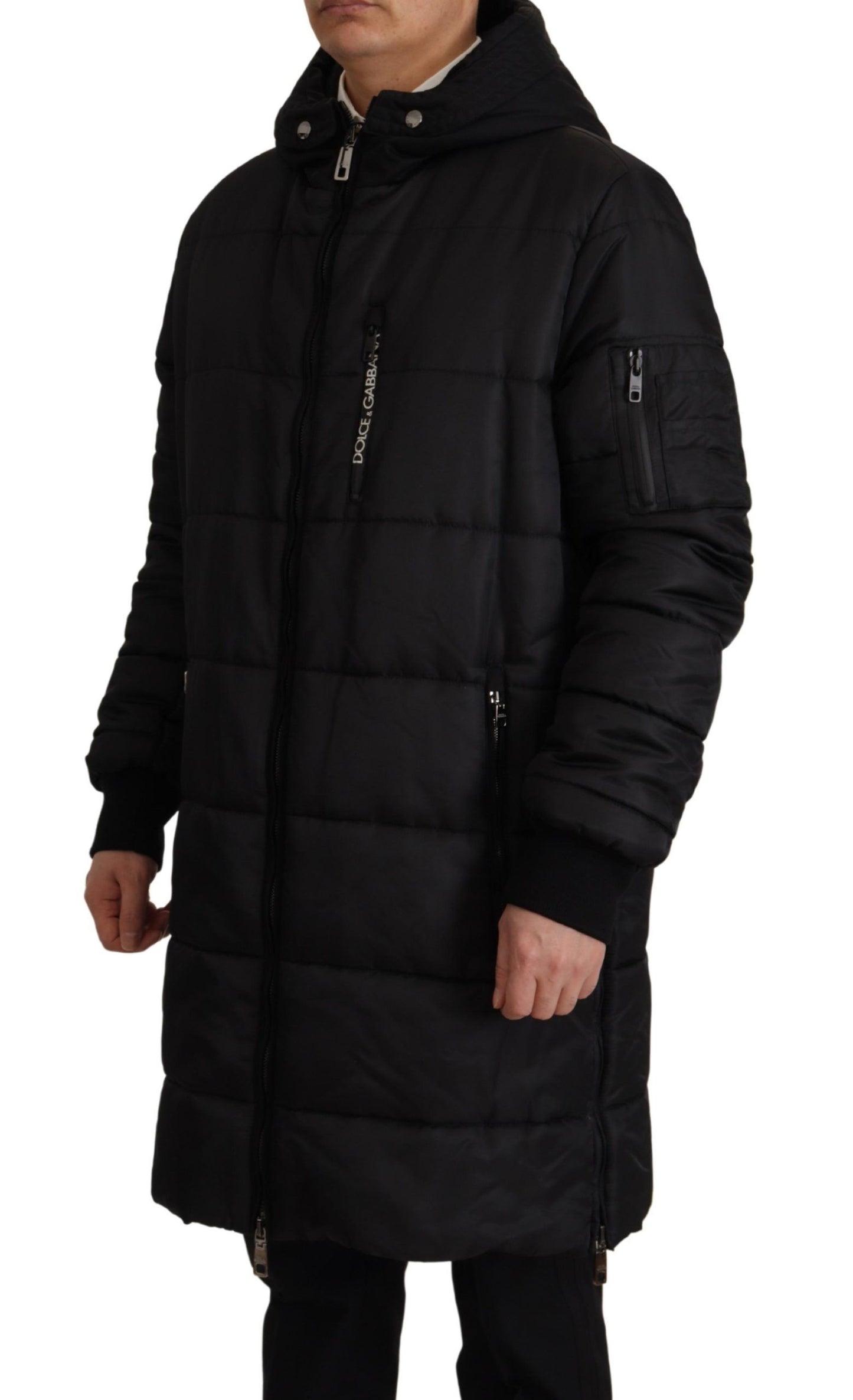 Dolce & Gabbana Black Nylon Hooded Parka Coat Winter Jacket Dolce & Gabbana