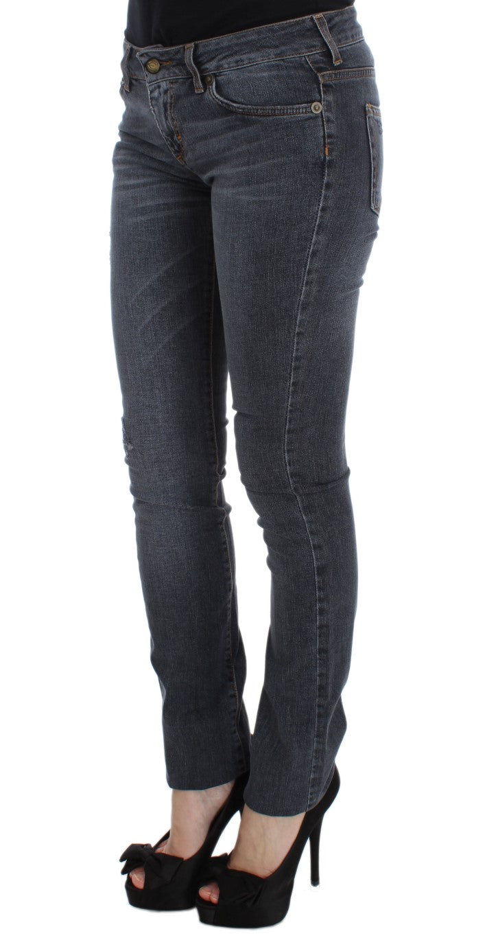 Cavalli Blue Wash Cotton Blend Slim Fit Jeans Cavalli