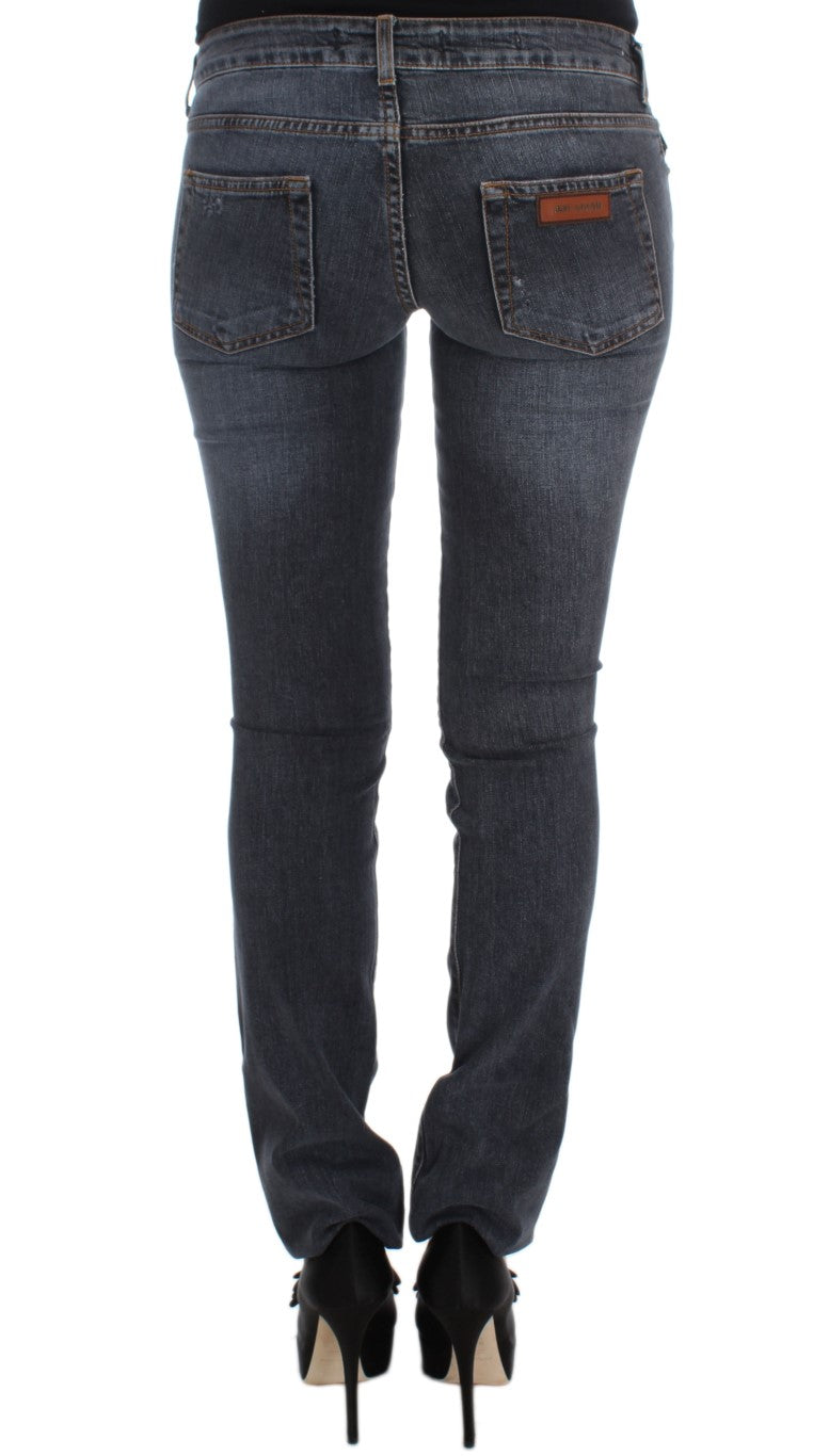 Cavalli Blue Wash Cotton Blend Slim Fit Jeans Cavalli