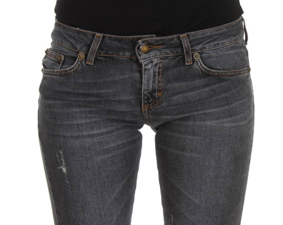 Cavalli Blue Wash Cotton Blend Slim Fit Jeans Cavalli