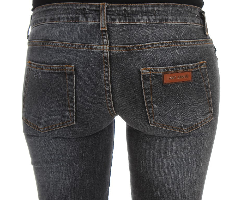 Cavalli Blue Wash Cotton Blend Slim Fit Jeans Cavalli