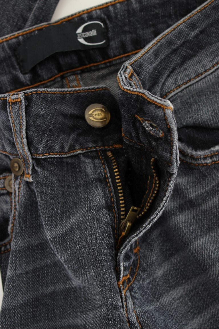 Cavalli Blue Wash Cotton Blend Slim Fit Jeans Cavalli